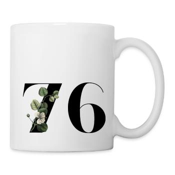 Nummer 76 Blumengrün - 76. Blumengeburtstag - Tasse - Weiß - Rechts