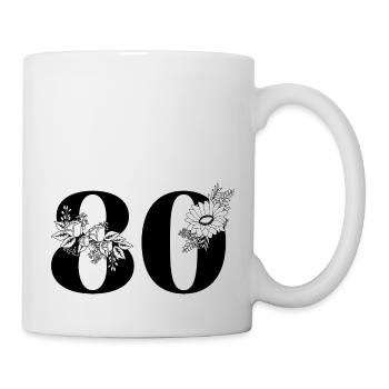 Numéro 80 floral noir - 80e anniversaire floral - Mug blanc - blanc - Droite