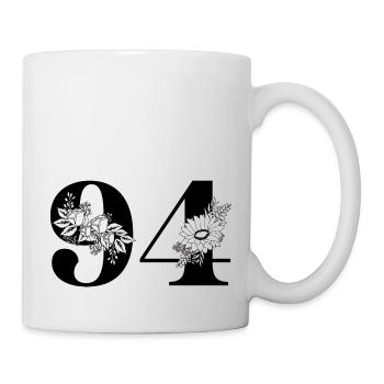 Numéro 94 floral noir - 94e anniversaire floral - Mug blanc - blanc - Droite