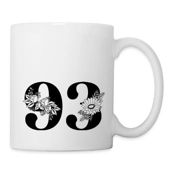 Number 93 Black Floral - 93rd Floral Birthday - Mug - white - Right