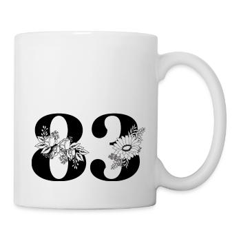 Numéro 83 floral noir - 83e anniversaire floral - Mug blanc - blanc - Droite