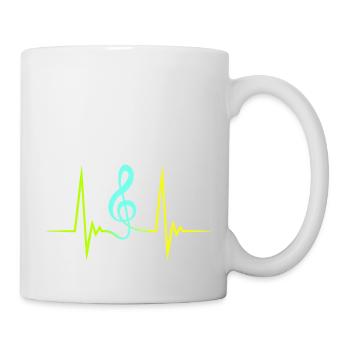 Music clef pulse frequency note heartbeat - Mug - white - Right