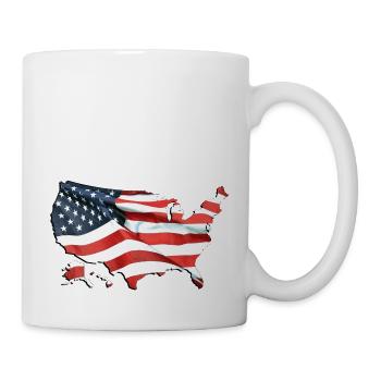 États-Unis | Drapeau réel | Carte des drapeaux - Mug blanc - blanc - Droite