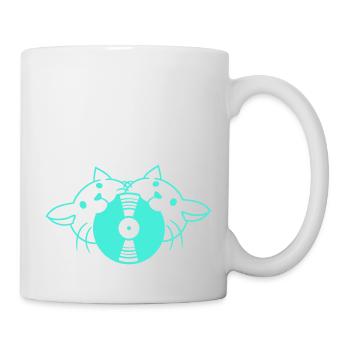 2 DJ Katzen Freunde Team Essen Musik Schallplatte - Tasse - Weiß - Rechts