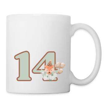 14th Birthday Fox Flowers - Mug - white - Right