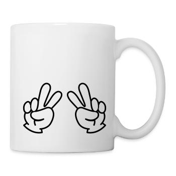 peace hand - Tasse - Weiß - Rechts