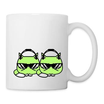 2 DJ Katzen Team Freunde Tiere Haustier Kätzchen - Tasse - Weiß - Rechts