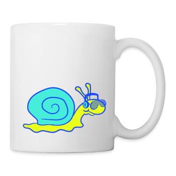 Coole DJ Schnecke Süßes Party Tier Schneckenhaus - Tasse - Weiß - Rechts