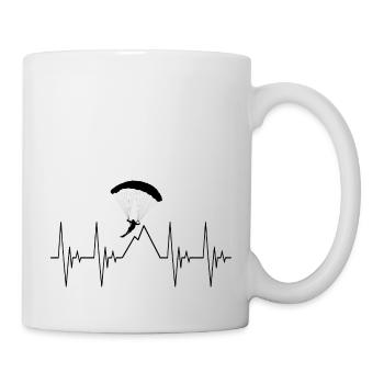Ski Paragliding Heartbeat ECG Mountains - Mug - white - Right