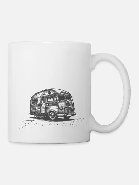 Retro Campervan "Fernweh" - Tasse - Weiß