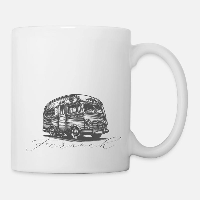 Retro Campervan "Fernweh" - Tasse - Weiß