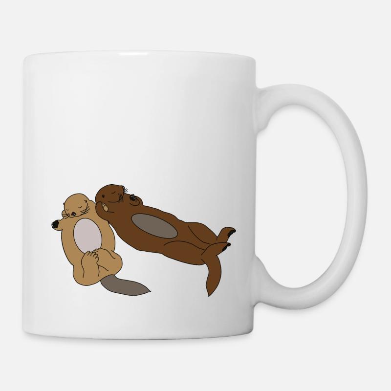 Mignonnes loutres endormies - Mug blanc - blanc