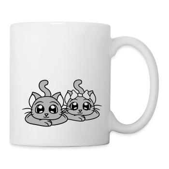 Two Cats Couple 2 Romantic Couple in Love - Mug - white - Right