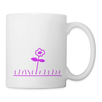 Pinke Wiese Blume Frühling Sommer Gras Blümchen - Tasse - Weiß - Rechts
