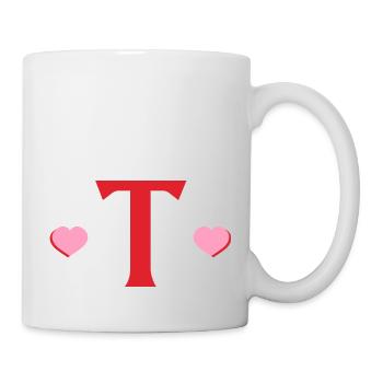 Lettre t cœurs rouges - Mug blanc - blanc - Droite
