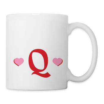 Lettre q cœurs rouges - Mug blanc - blanc - Droite