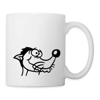 Hund Guckt Dumm Kerl Lustig Blöd Verrückt Komisch - Tasse - Weiß - Rechts