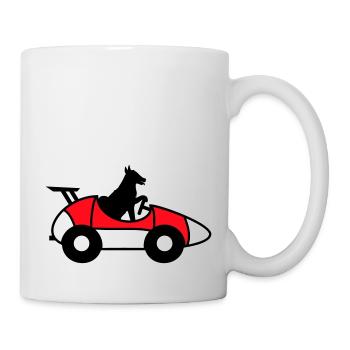 Hund Auto fahren Wettrennen Autosport Rennauto - Tasse - Weiß - Rechts