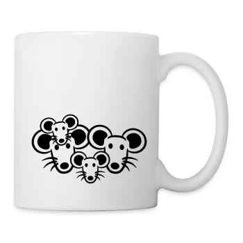 4 Mäuse Familie Zwei Kinder Mama Papa Eltern Süß - Tasse - Weiß - Rechts