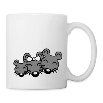 3 Mice Family Child Mom Dad Parents Row Cute - Mug - white - Right