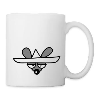 Maus großer Hut Sombrero Traurig Müde Gelangweilt - Tasse - Weiß - Rechts