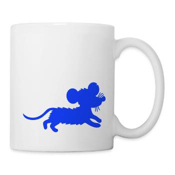Maus Mäuschen Rennt Kleine Ratte Nager Silhouette - Tasse - Weiß - Rechts