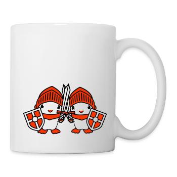 2 Enten Ritter Rüstung Schwert Schild Helm Kämpfer - Tasse - Weiß - Rechts