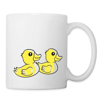 2 Ducks Swimming Water Couple Two Friends Team - Mug - white - Right