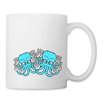 Zwei Kraken Peace Handzeichen Victory Symbol Hände - Tasse - Weiß - Rechts
