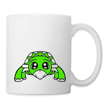 turtle cute cute googly eyes little child - Mug - white - Right