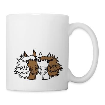 2 Pferde Team Pony Fohlen Pärchen Verliebt Freunde - Tasse - Weiß - Rechts