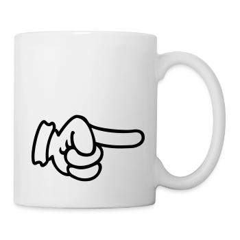 Finger pointing / pointing finger (Outline 1c - Mug - white - Right