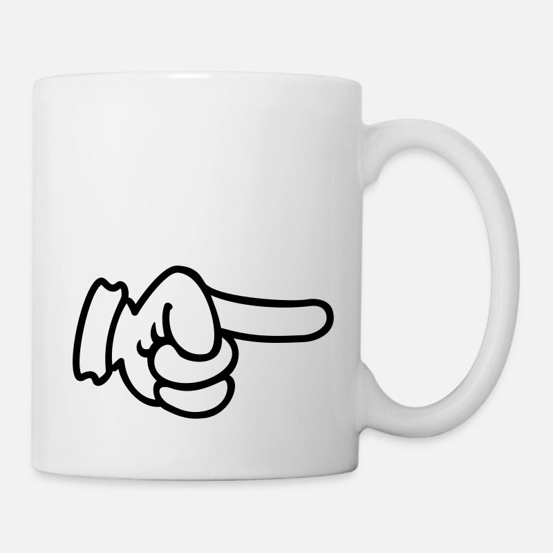 Doigt pointé / doigt pointé (contour 1c - Mug blanc - blanc