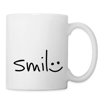 Slogan smile with happy smile face. Laugh quotes - Mug - white - Right