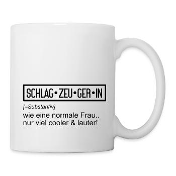 schlagzeugerin tshirt cooler und lauter - Tasse - Weiß - Rechts