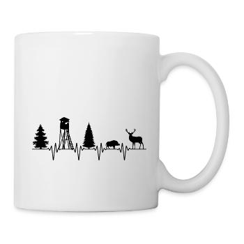 Farbe änderbar | Jäger Hochsitz Herzschlag Puls - Tasse - Weiß - Rechts