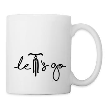 Slogan let’s go. Allons-y avec le panneau de vélo. - Mug blanc - blanc - Droite