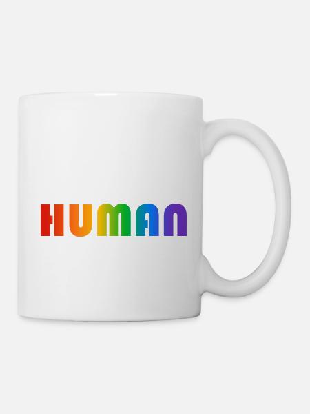 HUMAN rainbow text - Mug - white