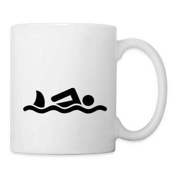 Schwimmer mit Hai - Tasse - Weiß - Rechts