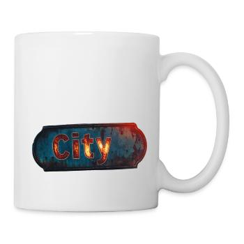 Stadt rostiges Stadtschild mit Vintage-Feeling - Tasse - Weiß - Rechts