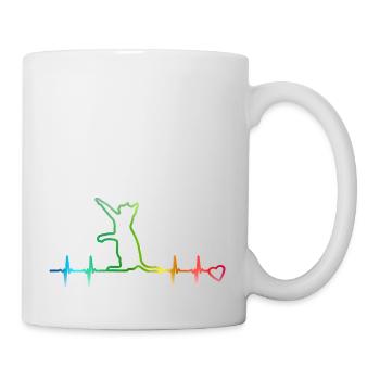 Heartbeat cat rainbow Herzschlag Katze Herz Kurve - Tasse - Weiß - Rechts