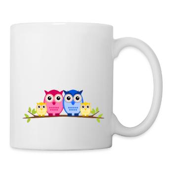 Chouette famille deux enfants - Mug blanc - blanc - Droite