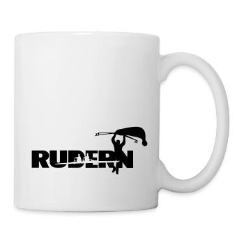 Rudern Schriftzug mit Ruderboot und Ruderer - Tasse - Weiß - Rechts