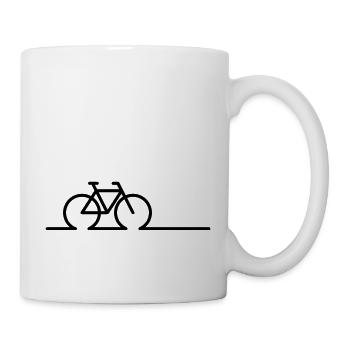 Bicycle line drawing. E-bike racing and MTB bikes. - Mug - white - Right
