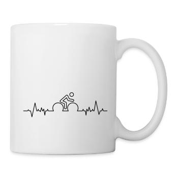 Bike with heart rate wave. Cycling, road bike - Mug - white - Right