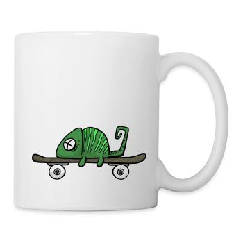 Chameleon on a skateboard. For skaters and fans - Mug - white - Right
