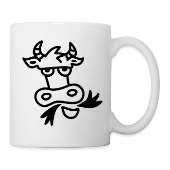 kauende Kuh - line - Tasse - Weiß - Rechts