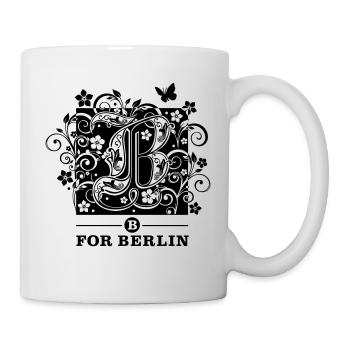 B for Berlin - Letter - Design-Farbe frei wählbar! - Tasse - Weiß - Rechts
