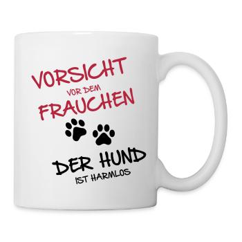 Vorsicht vor dem Frauchen - Tasse - Weiß - Rechts