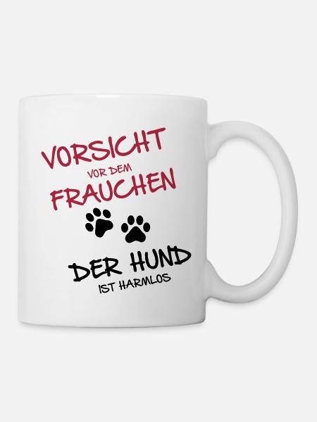 Vorsicht vor dem Frauchen - Tasse - Weiß
